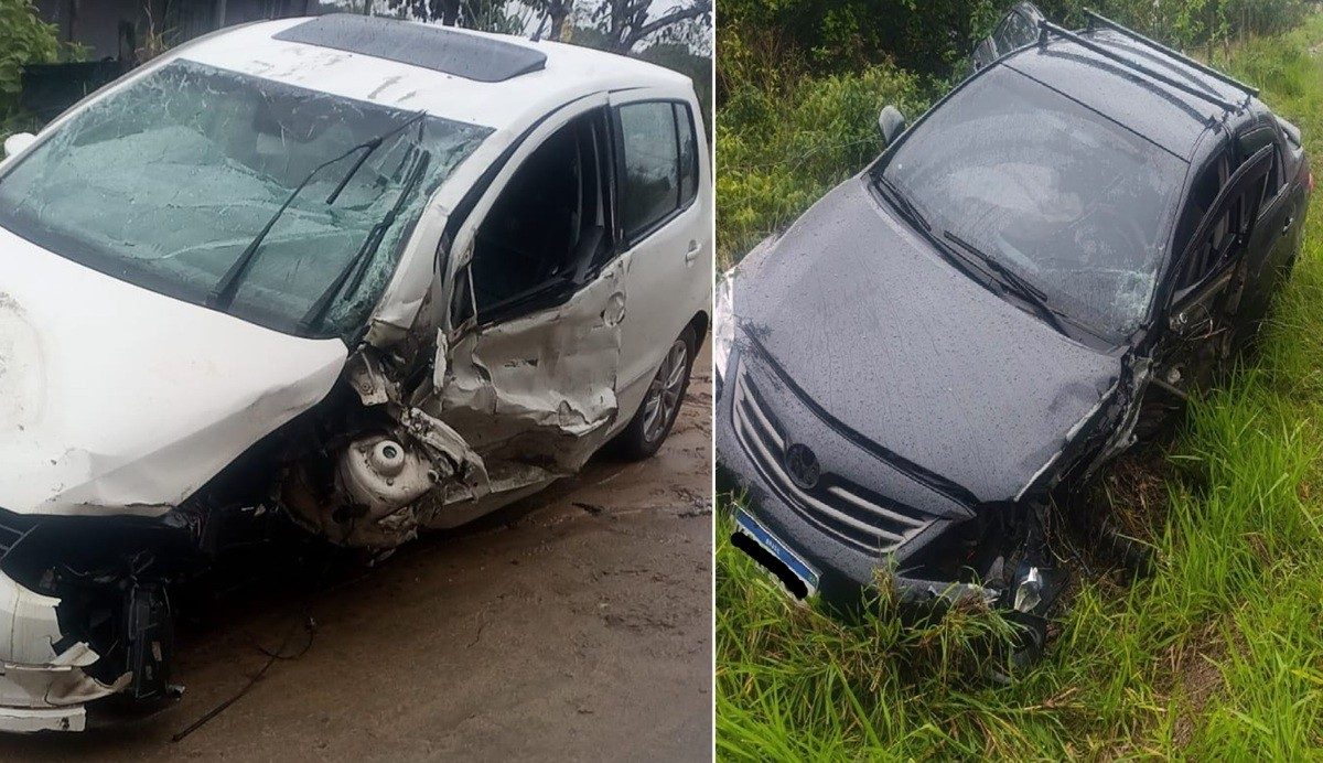 Homem e criança de 6 anos ficam feridos após carro capotar na RJ-138, em Araruama