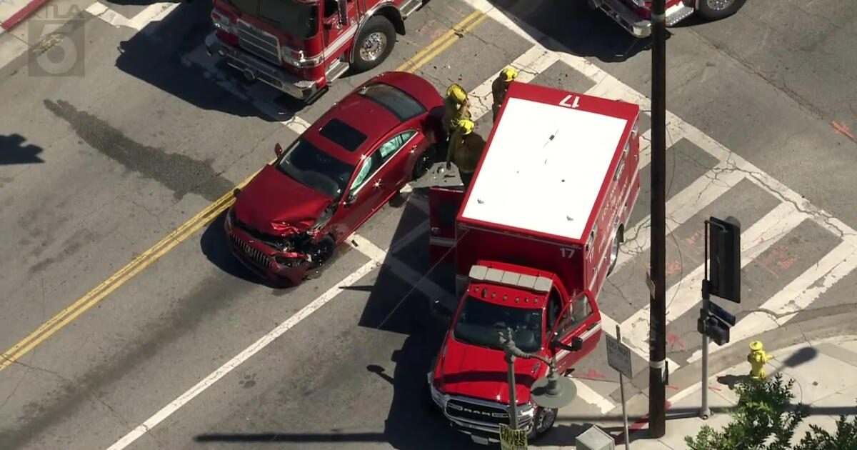 L.A. Fire Department ambulance involved in collision; 3 fire personnel injured
