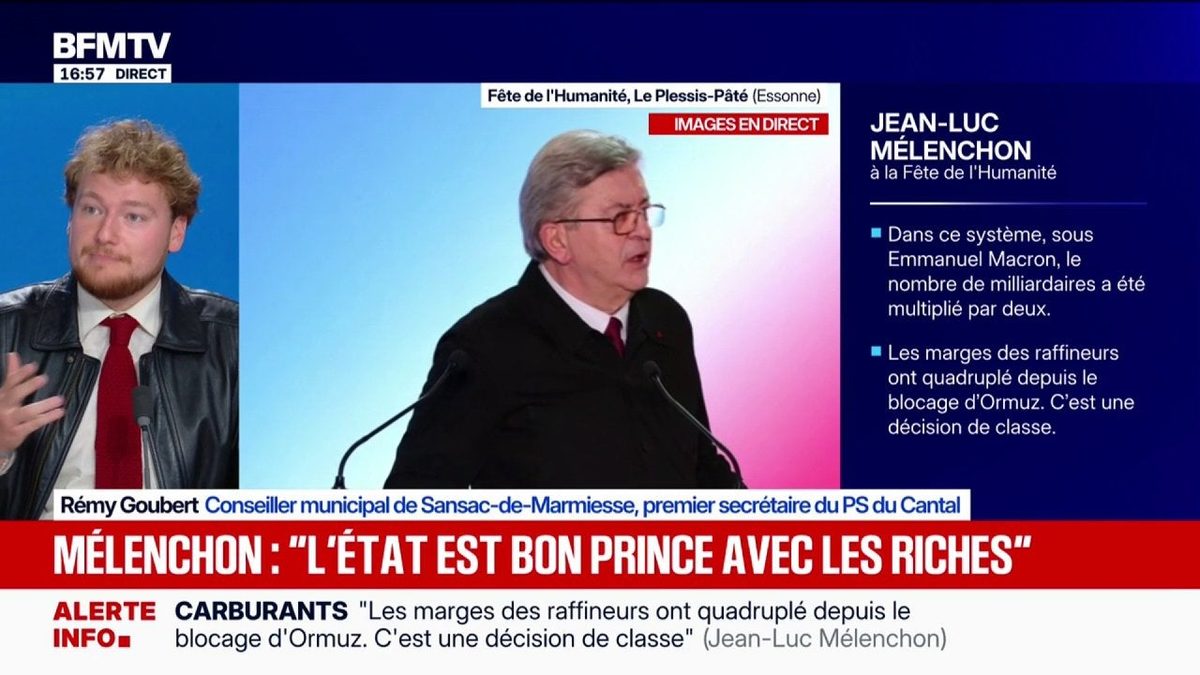 Discours de Jean-Luc Mélenchon à la Fête de l'Humanité: "Le mérite de la gauche, ça a toujours été de parler de l'écono…