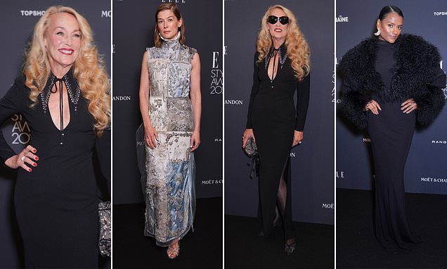 Jerry Hall, 70, wows in figure-hugging black dress as she joins Rosamund Pike and Simone Ashley in leading the stars at…