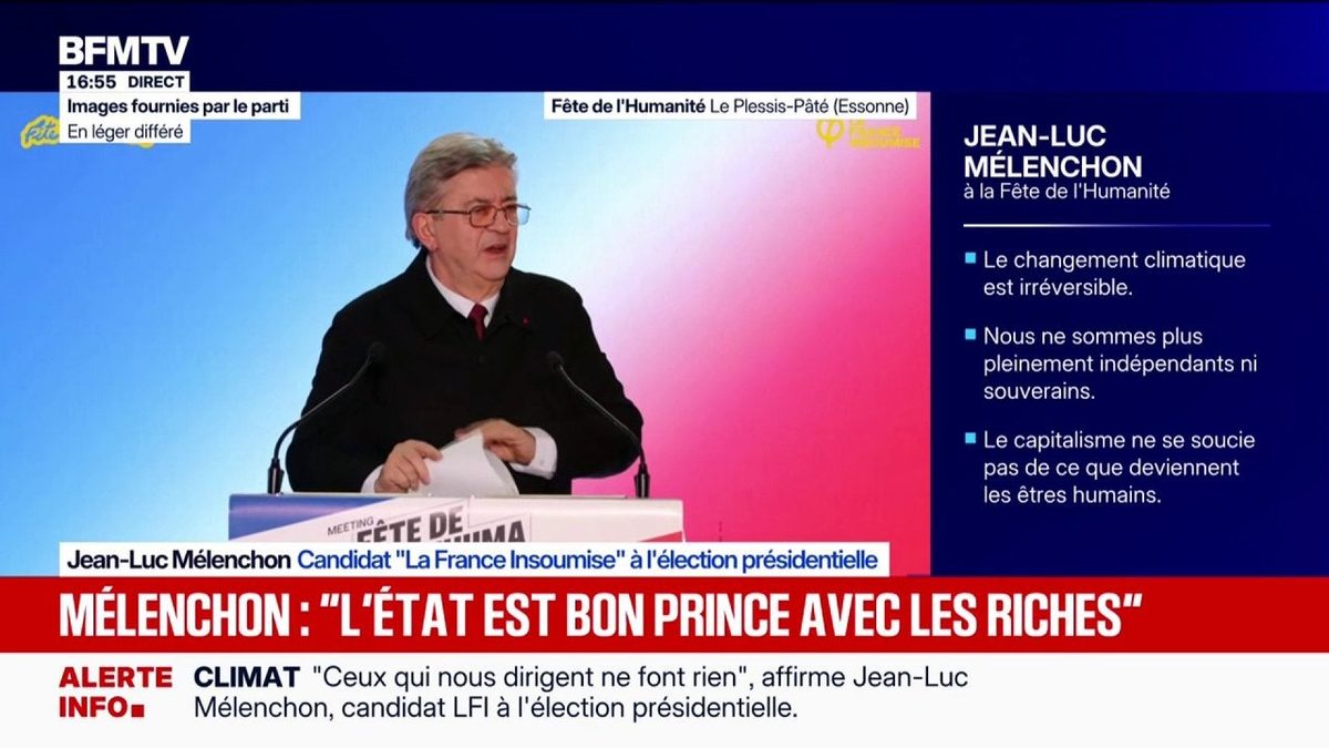 Pouvoir d'achat: Jean-Luc Mélenchon, candidat "La France insoumise" à la présidentielle veut mettre en place "l'échelle…