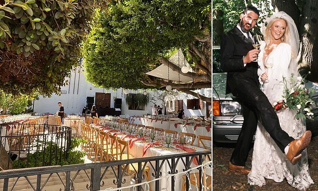 Emily Atack's wedding preparations get underway in the grounds of a 16th Century Spanish church hours before the star i…
