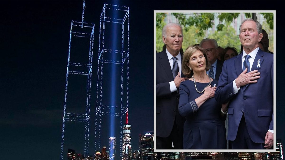 9/11-Gedenken an den Terror vor 25 Jahren - 2977 Drohnen leuchten für die Toten