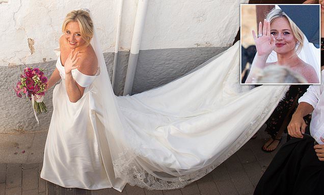 Emily Atack stuns in an off-the-shoulder bridal gown as she ties the knot with Alistair Garner in star-studded second S…