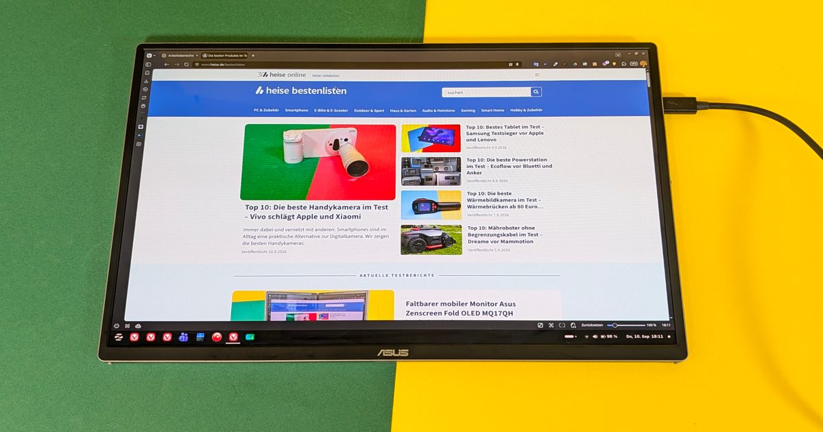 Mobiler Monitor Asus Zenscreen OLED MQ16FC im Test: wertig & farbstark für 280 €