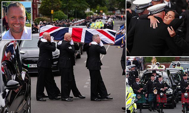 Hundreds of police mourn hero officer killed in A66 crash - as man arrested on suspicion of assault at service for pass…