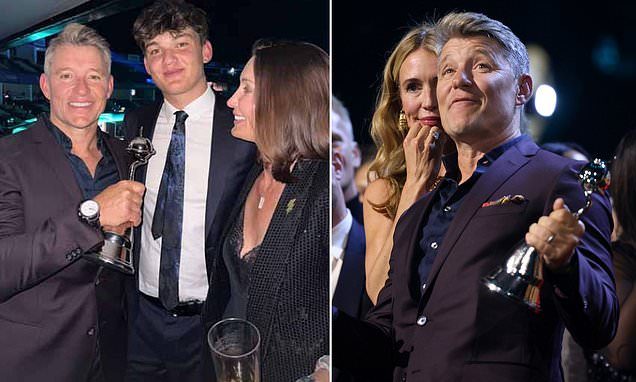 Ben Shephard celebrates his NTAs win with wife Annie and their rarely seen son Jack, 19, and jokes 'he's flipping enorm…