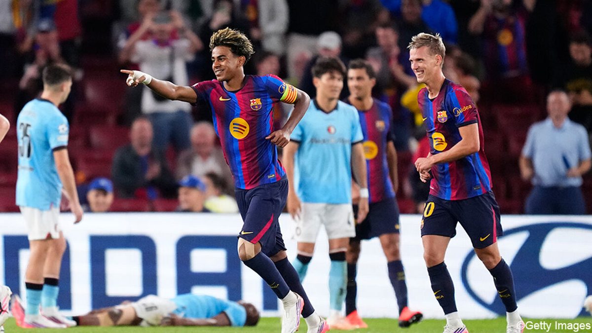Wéér leggen ze er 5 binnen: Barcelona veegt vloer aan met Feyenoord, Yamal scoort eerste vrije trap ooit