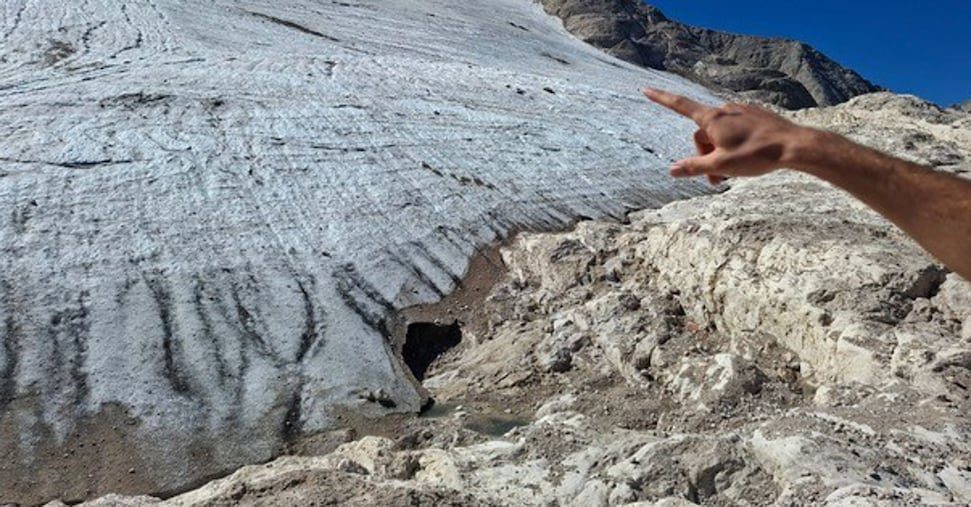 Il ghiacciaio della Marmolada sempre più ridotto: nove ettari in meno rispetto allo scorso anno