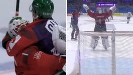 Målvakten Lasse Johansson målskytt för Frölunda