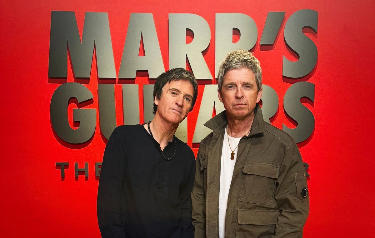 Watch Johnny Marr and Noel Gallagher explore the stories of Marr’s iconic guitars: “I remember looking at one of them o…