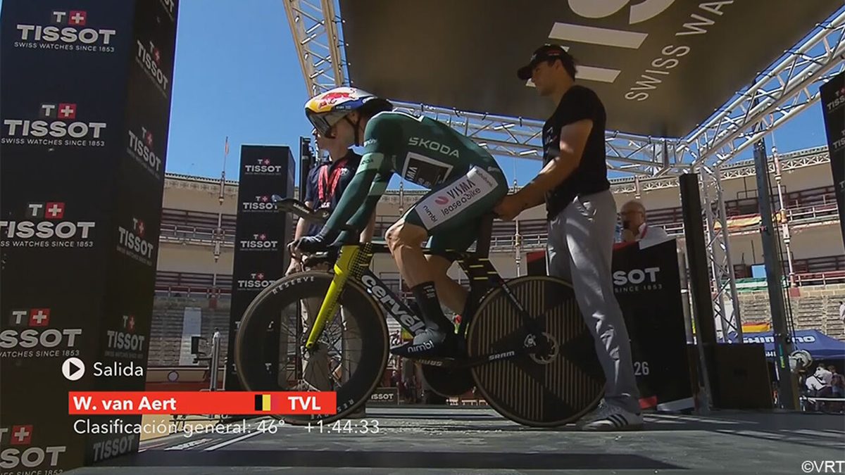 LIVE Vuelta: Wout van Aert klokt de 4e tijd aan punt 1, medefavoriet Stefan Küng is sneller onderweg