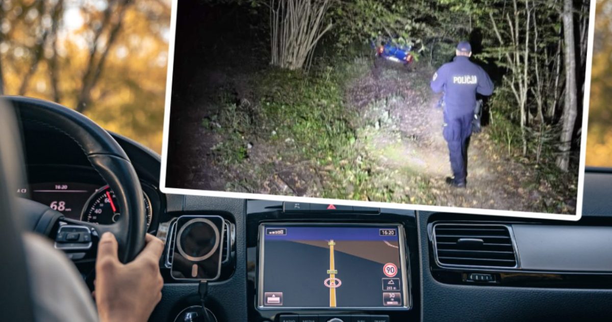 Zaufała nawigacji i utknęła w lesie. Nocna akcja policji