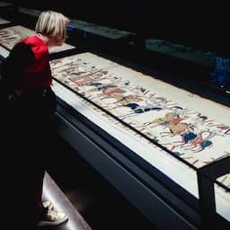 In beeld | Lange rijen voor bijna duizend jaar oud Tapijt van Bayeux in Londen