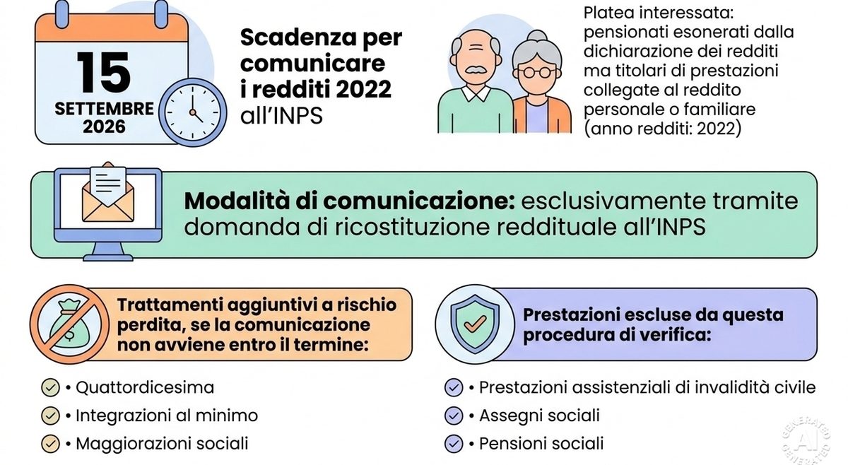 Inps, scadenza redditi 2022: dal 16 settembre via alla revoca della quattordicesima, ecco chi rischia