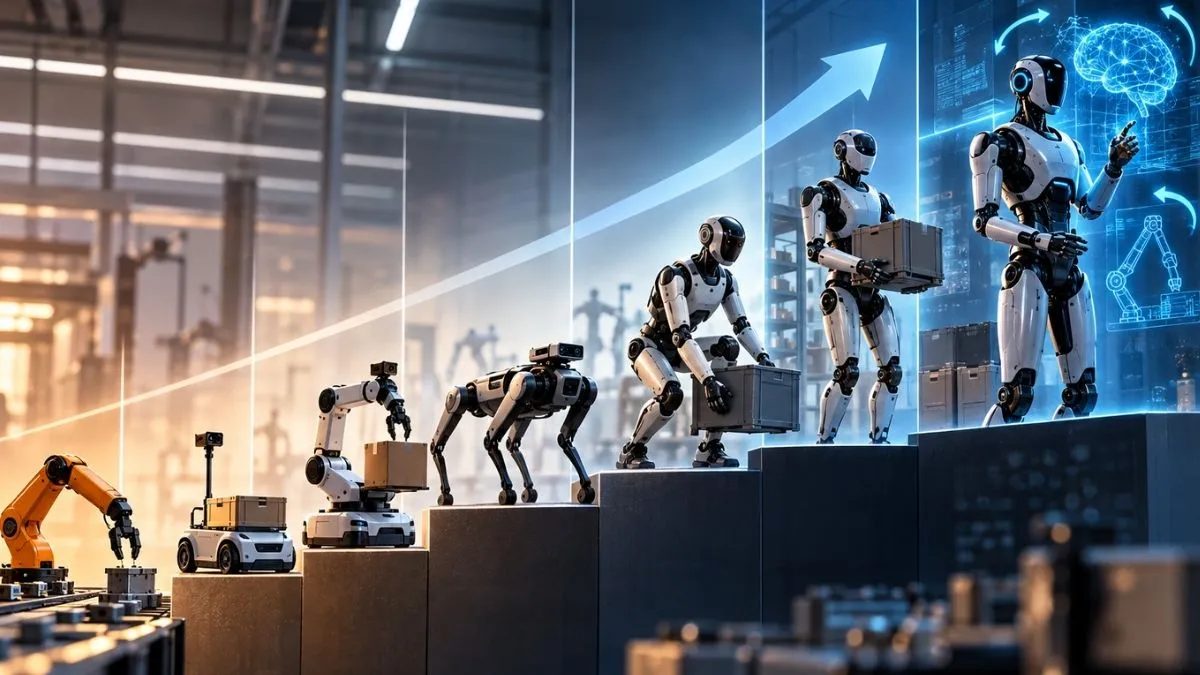Roboty dostały skalę od 0 do 5. Na końcu jest maszyna, która sama staje się lepsza