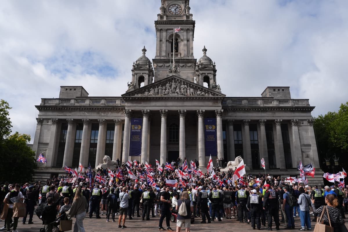 Man charged with concealing identity at anti-immigration protest in Portsmouth