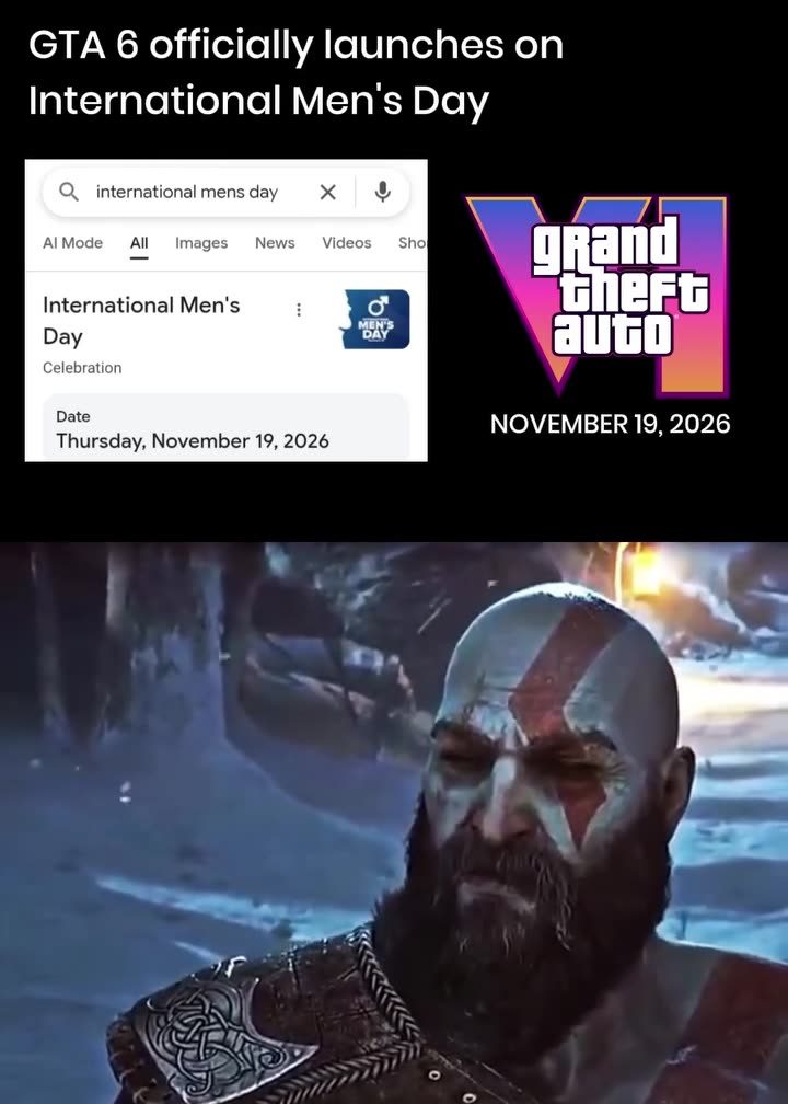 GTA 6 is scheduled to release on November 19, 2026. Interestingly, that date also happens to be International Men's Day.
