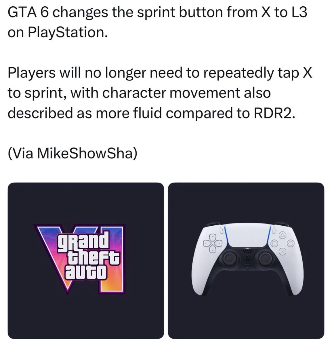 Letting players avoid having to spam hit X to sprint like previous Rockstar titles. W or L?