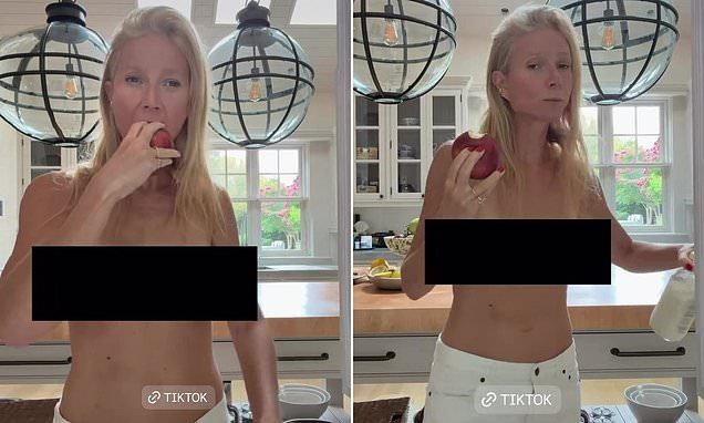 Gwyneth Paltrow, 53, poses topless to promote 'sweater weather' on TikTok weeks after stripping naked to plug her $38 u…