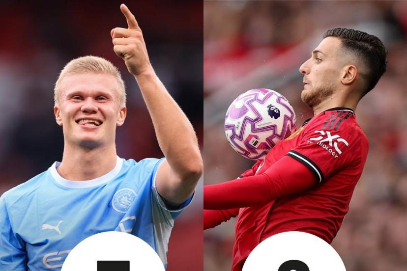 Les tops-flops de Manchester United - Manchester City : Haaland clinique, Dalot absent