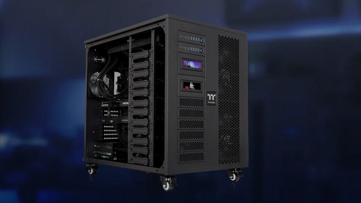Thermaltake AX200 & AX1000: Das „AI Workstation Chassis“ ist ein riesiger Kasten