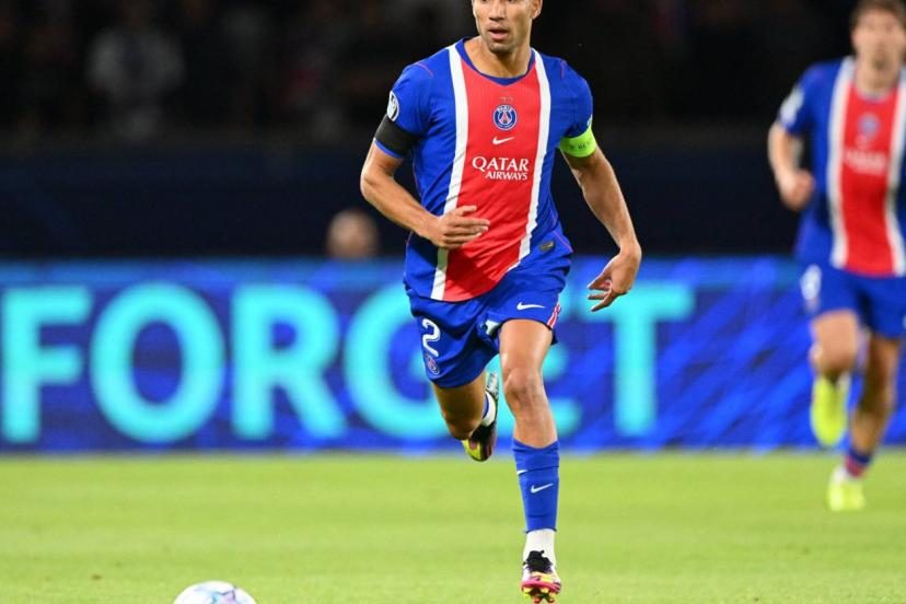 Le latéral du PSG Achraf Hakimi touché et remplacé à Brest
