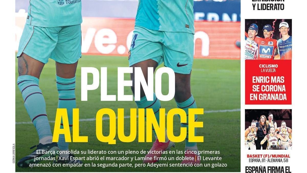 Esta es la portada SPORT de hoy, lunes 14 de septiembre de 2026