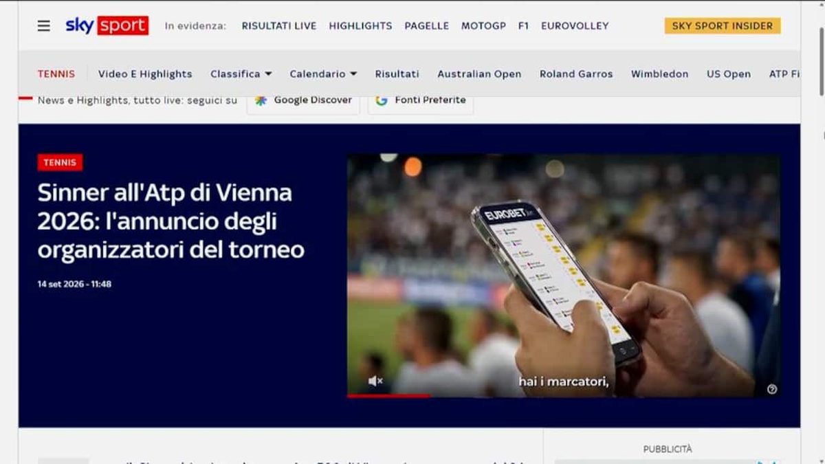Sinner all'Atp di Vienna 2026: annuncio degli organizzatori
