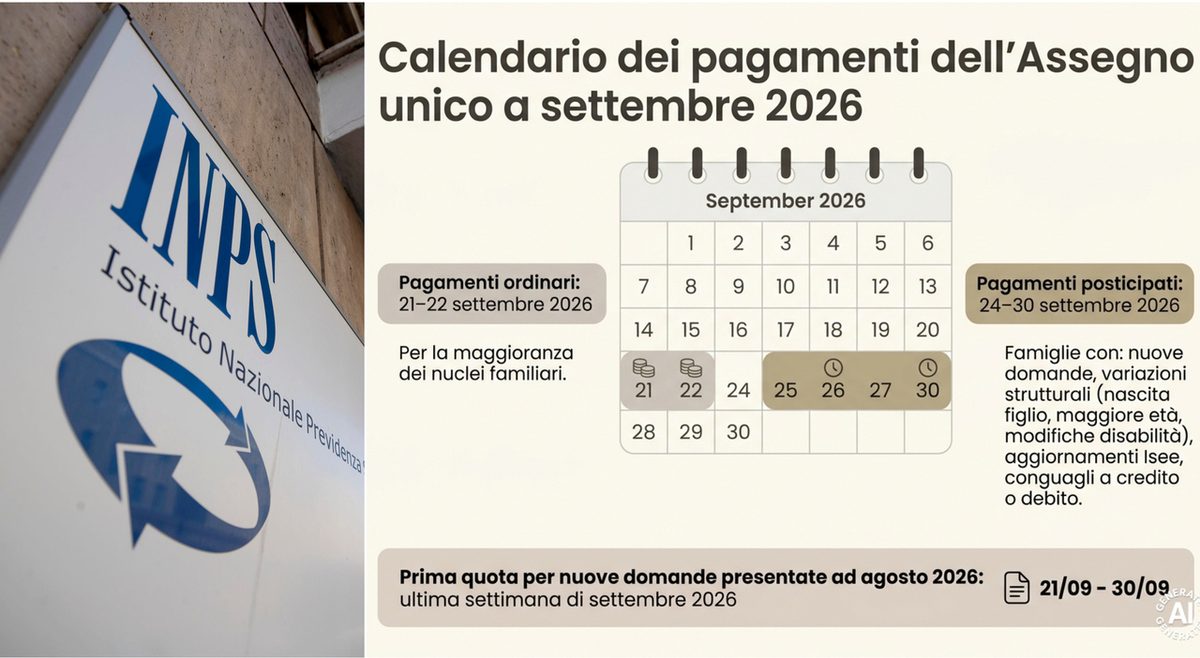 Assegno unico di settembre, le date di pagamento e da quando scattano gli aumenti