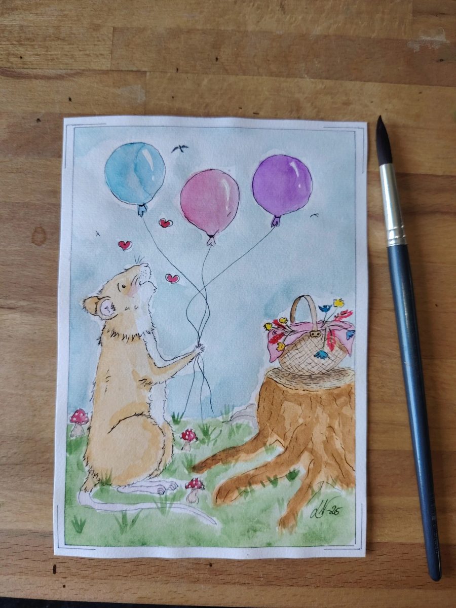A little throwback to this cute illustration I made last year. 🎈💖 Still love how this happy mouse and the colorful ba…