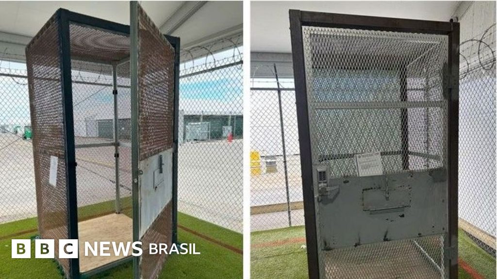 As jaulas para imigrantes presos descobertas na 'Alcatraz dos Jacarés' na Flórida