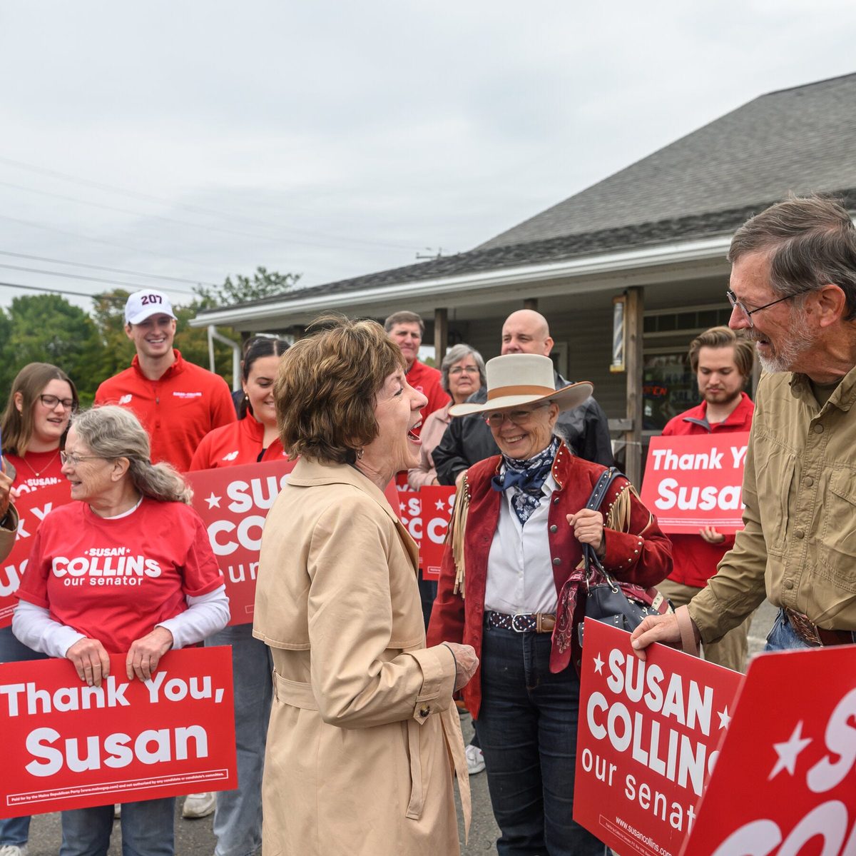 While Trump Goes Big in Dallas, Collins Goes Small in Maine to Save Her Seat