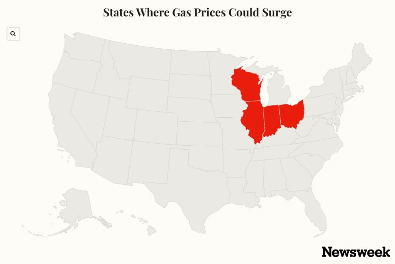 Map Shows States Where Gas Prices Could Surge
